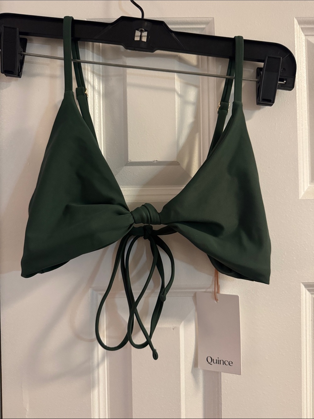 Quince Dark Green Tie-Front Bikini Top